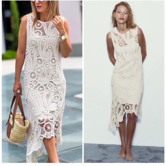 Zara Dresses & Skirts - Zara Asymmetric Crochet Dress
